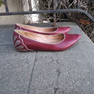 Miz Mooz Jodi Leather Flats Maroon 6.5